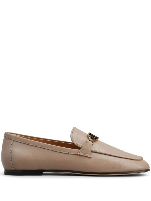 logo-plaque leather loafers