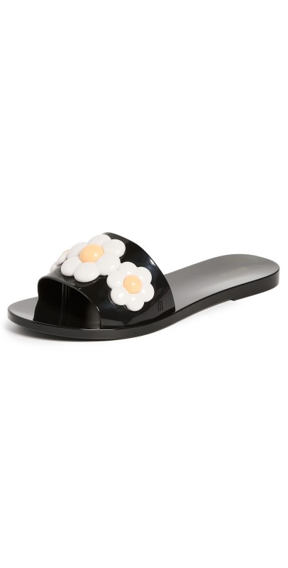 Melissa Babe Spring Sandals Black/White Flowers