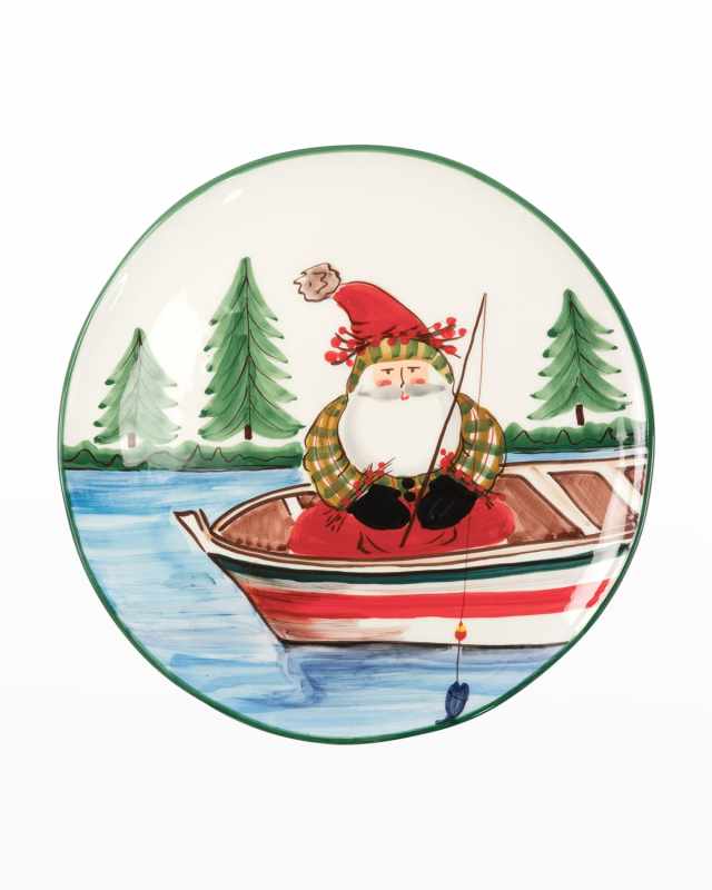 Old St. Nick Fishing Round Platter