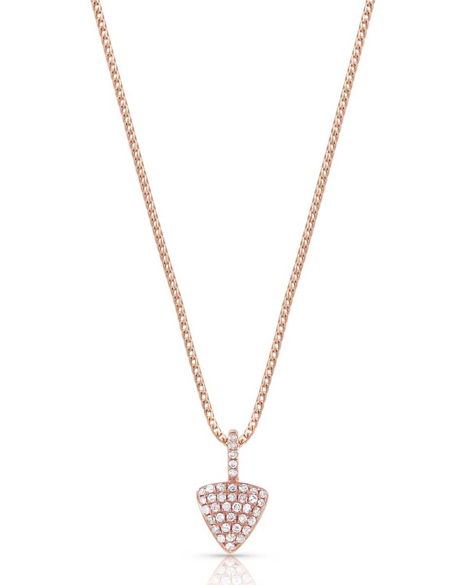 18k Rose Gold Diamond Triangle Pendant Necklace