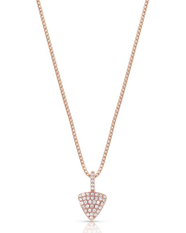 18k Rose Gold Diamond Triangle Pendant Necklace