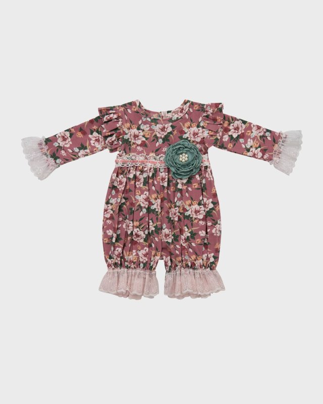 Girl's Sugar Plum Bubble Romper, Size Newborn-