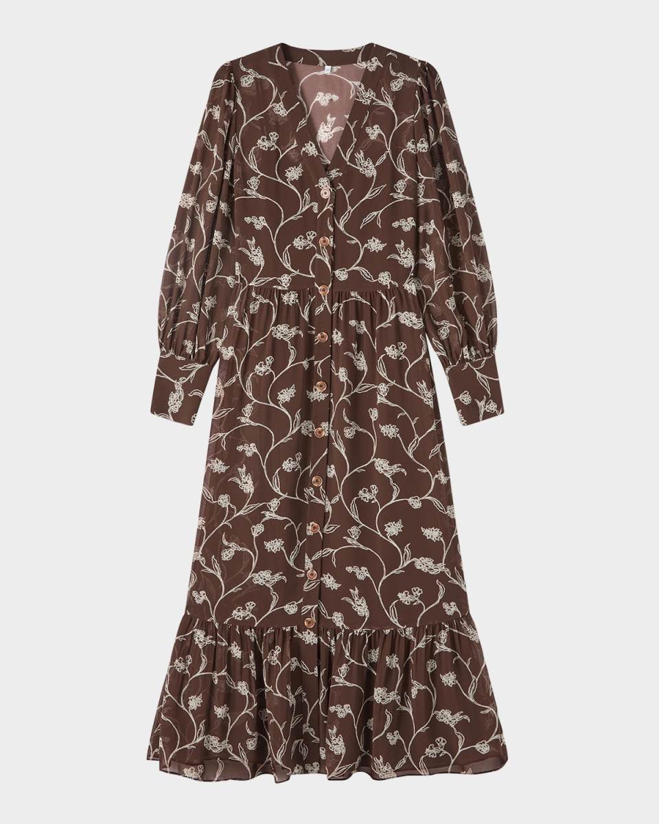 Lucian Tiered Floral-Print Midi Dress
