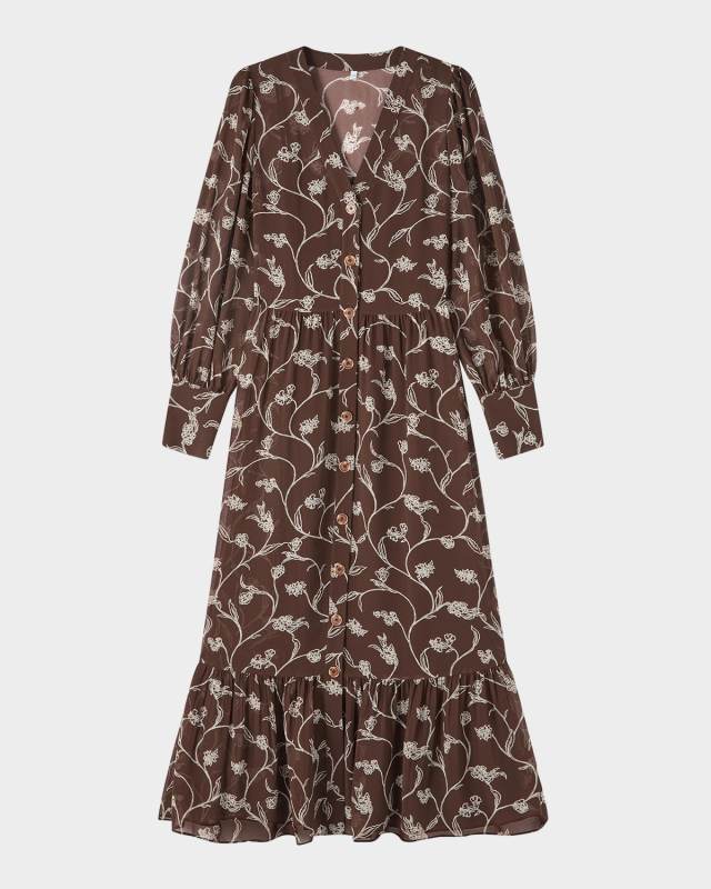 Lucian Tiered Floral-Print Midi Dress