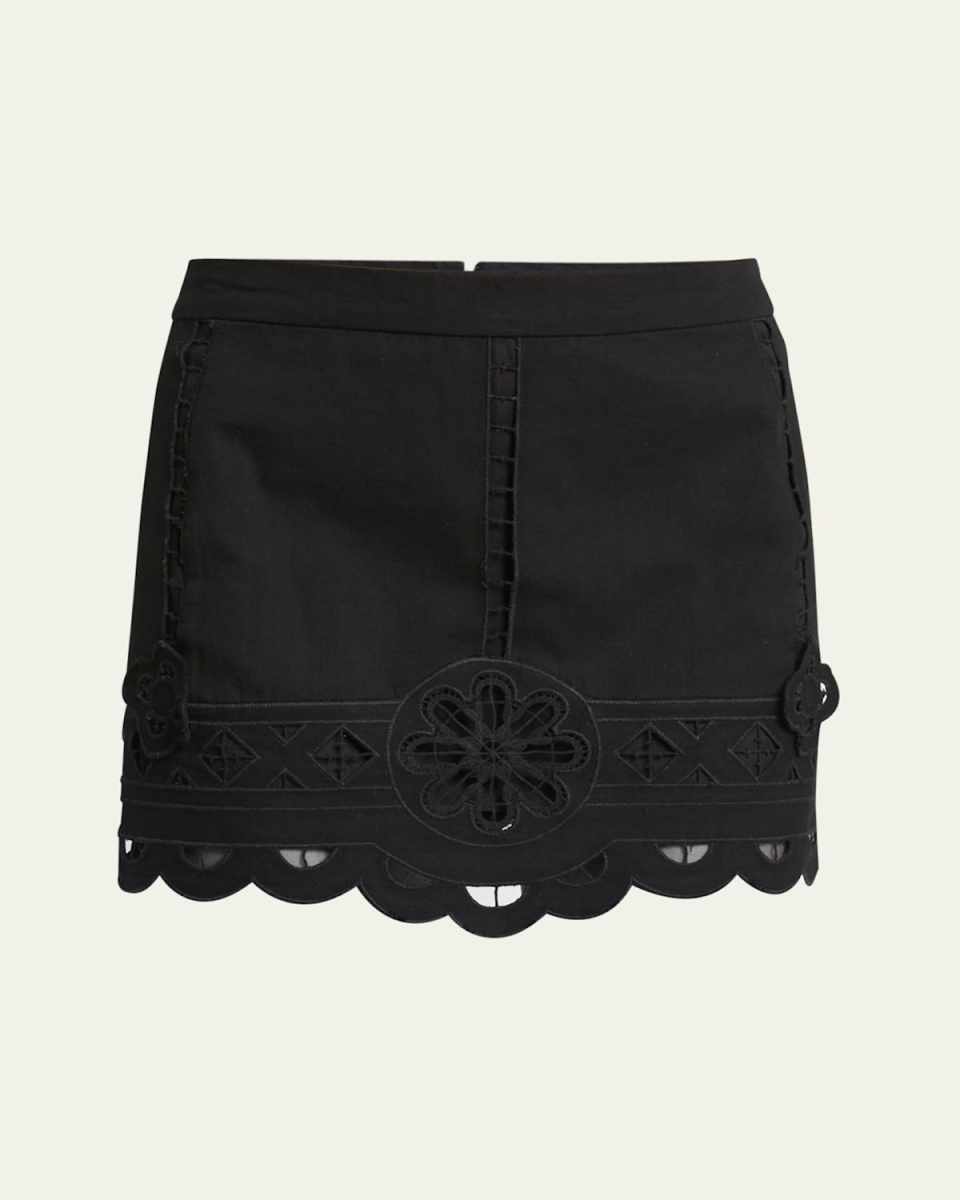 Palmira Cutout Lace Scallop Mini Skirt