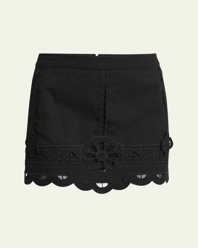 Palmira Cutout Lace Scallop Mini Skirt