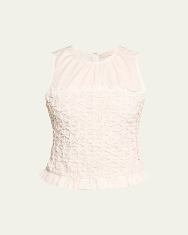 Paisley Textured Ruffle-Hem Blous