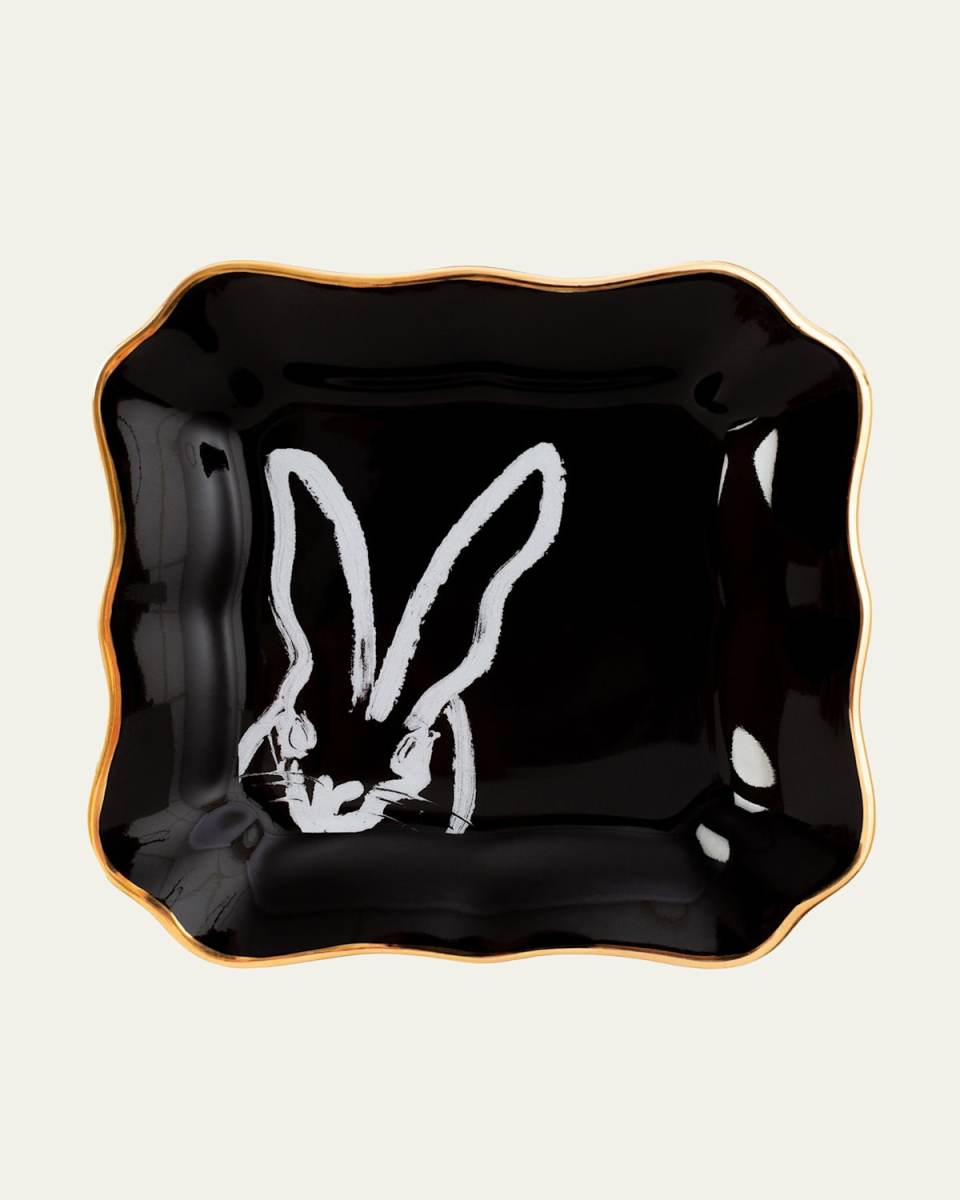 Portrait Plate with Gold Rim - Black