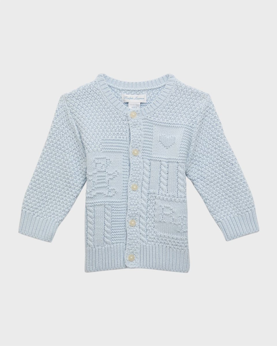 Boy's Cardigan W/ Bear Intarsia, Size 3M-24M