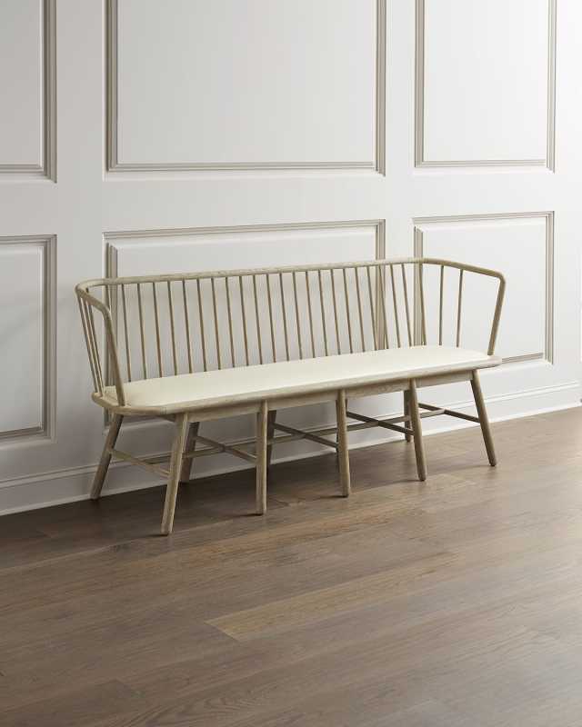 Lora Leather Spindle Bench, 86"