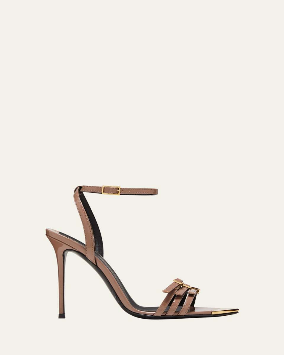 Patent Multi-Buckle Stiletto Sandals
