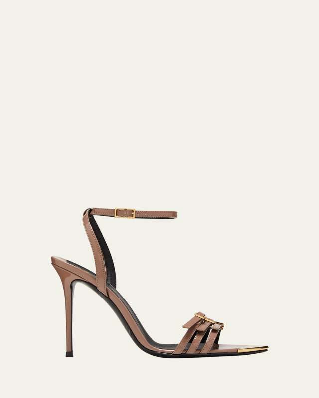 Patent Multi-Buckle Stiletto Sandals