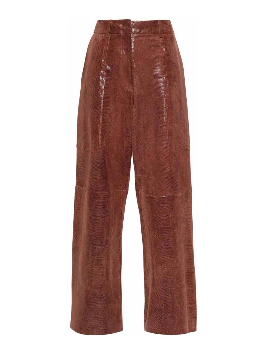 Forte Forte Pantalons En Cuir - Marron