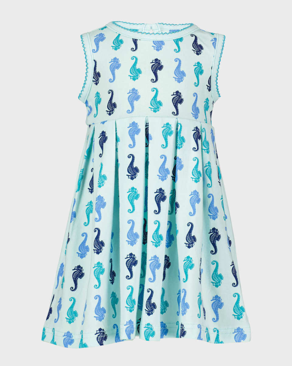 Girl's Seahorse Printed Sleeveless Dress, Size 6M-