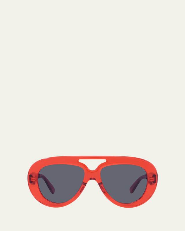 Curved Logo Acetate Aviator Sunglasses