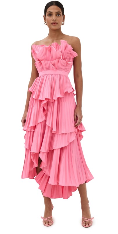 AMUR Judah Scallop Pleated Dress Black