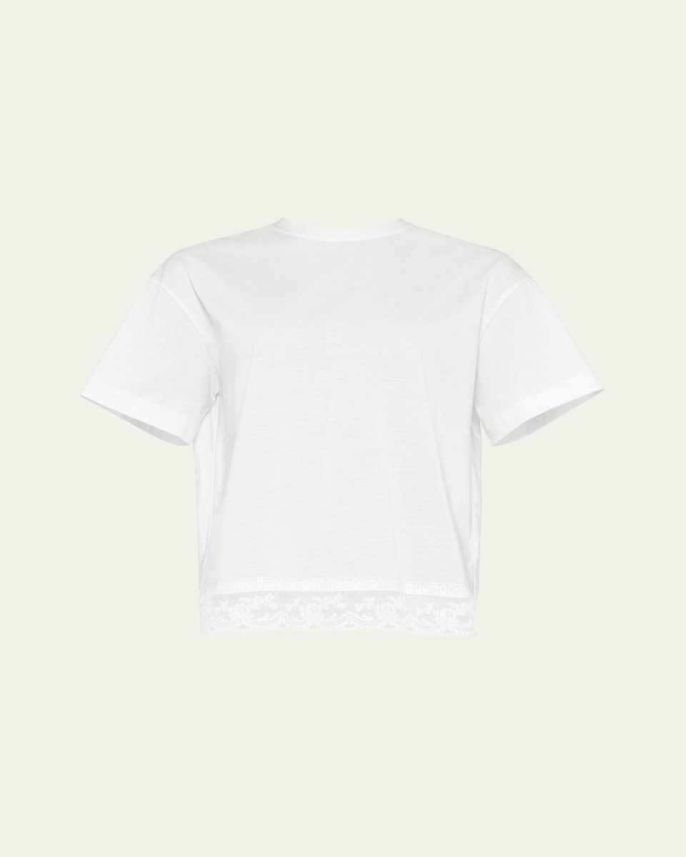 Songe Crewneck Lace-Trim T-Shirt