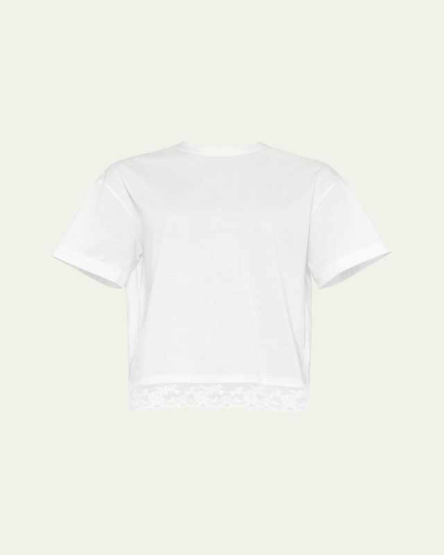 Songe Crewneck Lace-Trim T-Shirt