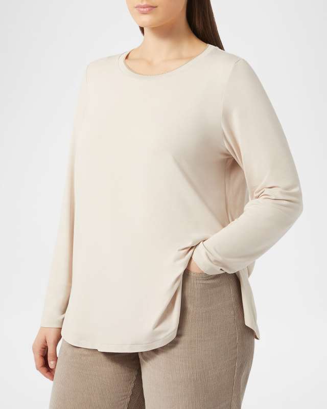 Plus Size Luppolo Shimmer-Trim Crewneck Blous