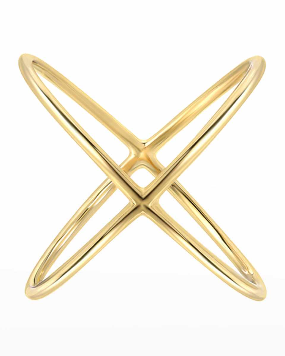 14k Gold Large X Ring, Size