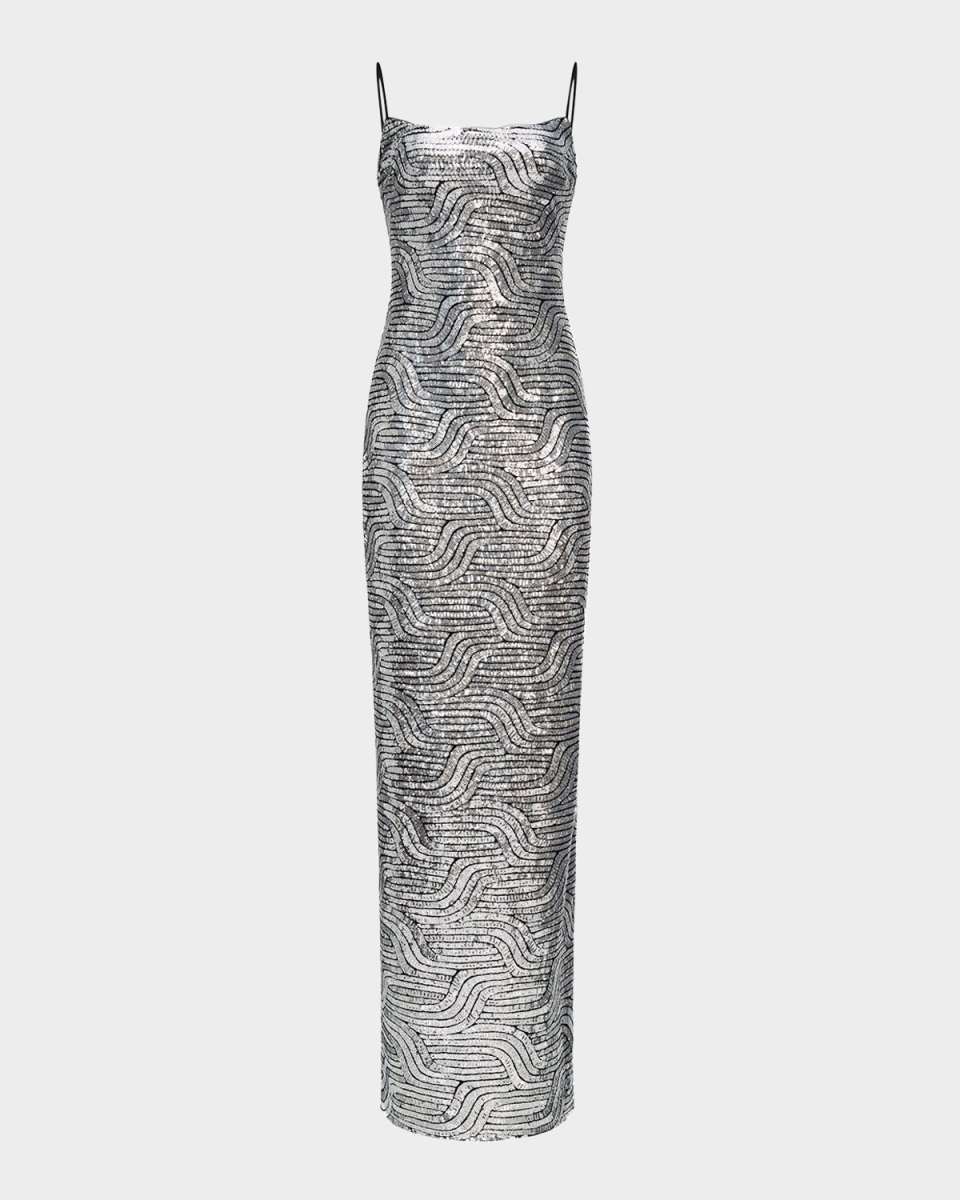 Reine Sleeveless Sequin Column Gown