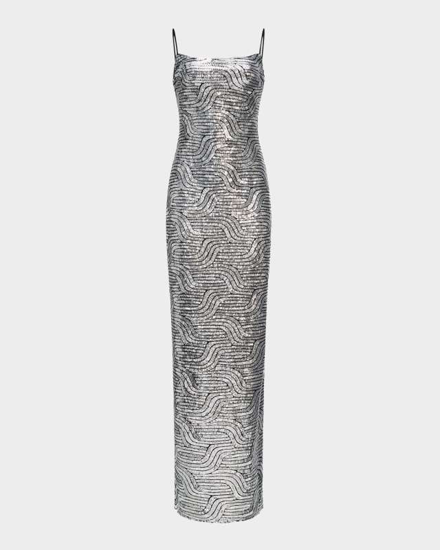 Reine Sleeveless Sequin Column Gown