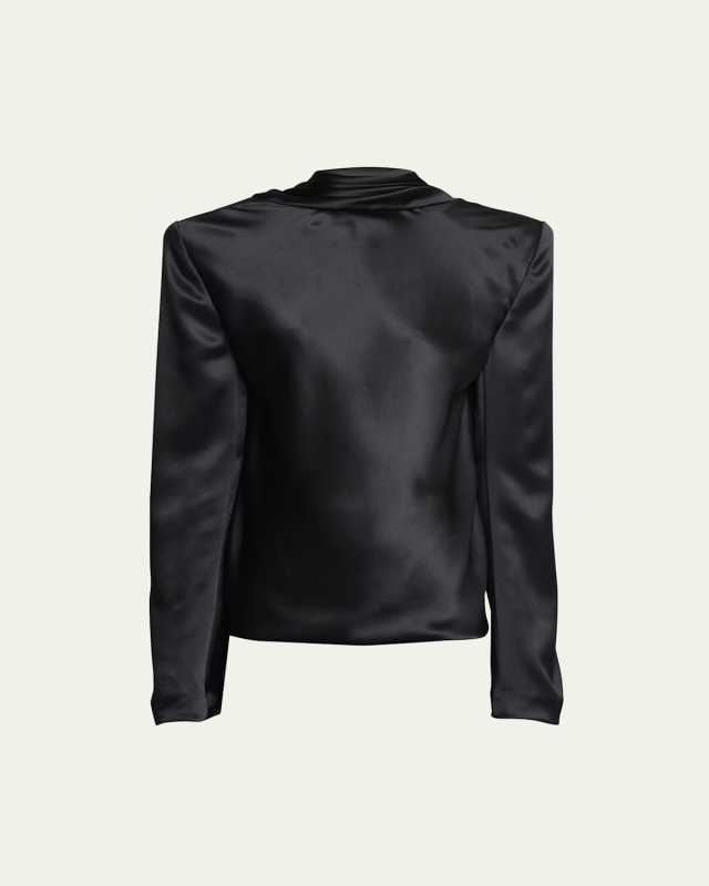 Draped-Back Silk Top