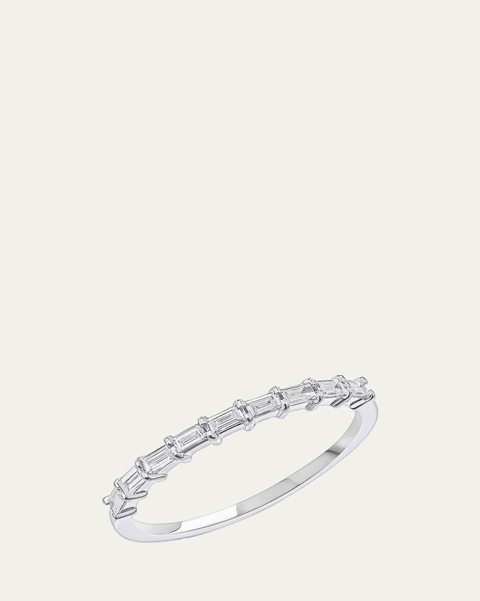 14K Gold Baguette Diamond Half Eternity Band Ring