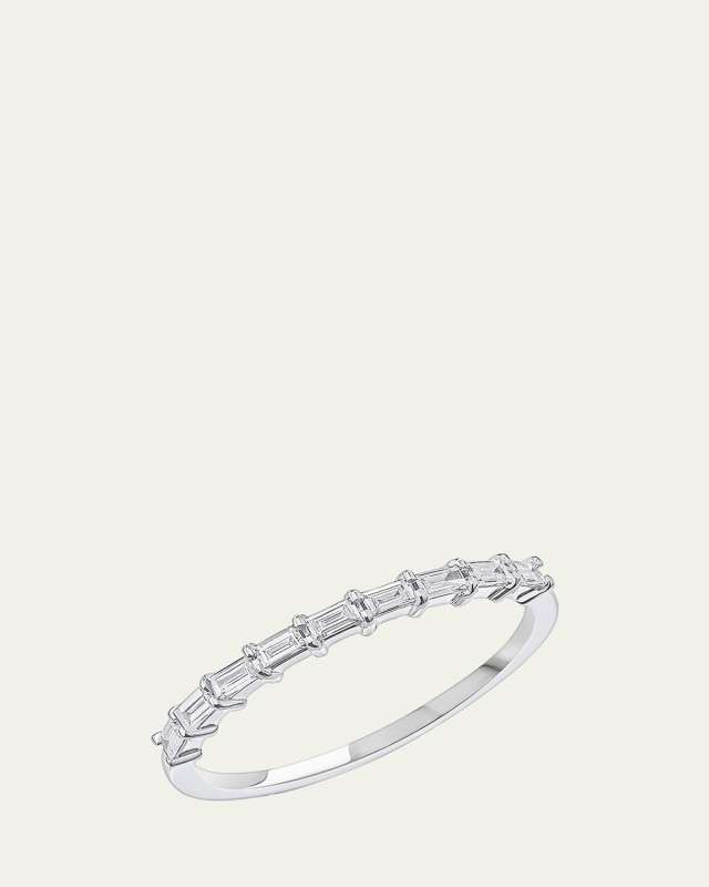 14K Gold Baguette Diamond Half Eternity Band Ring