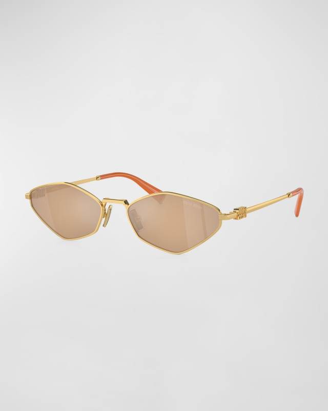 Mirrored Geometric Metal & Plastic Oval Sunglasses