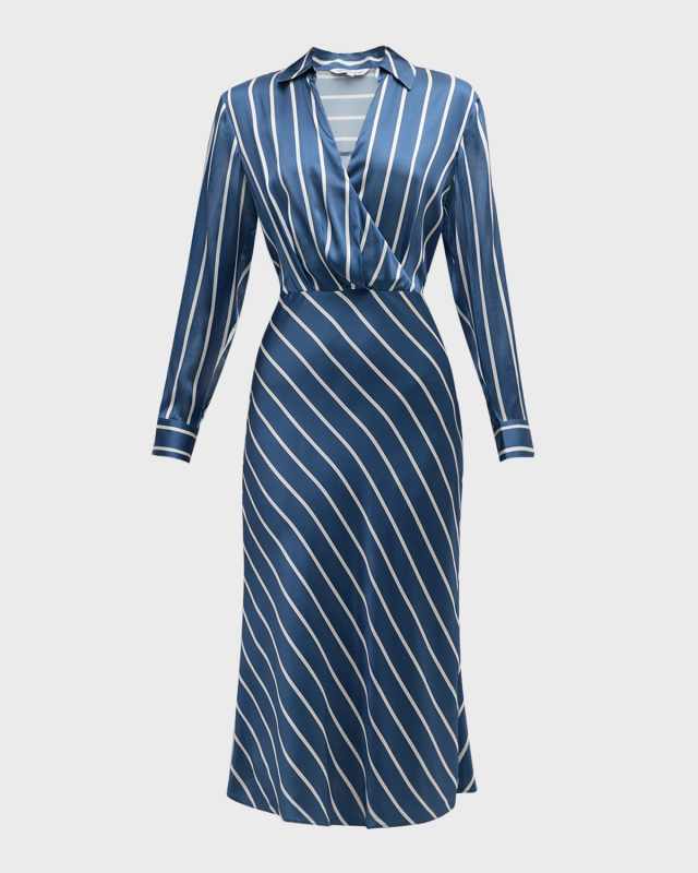 Otis Stripe Long-Sleeve Midi Dress