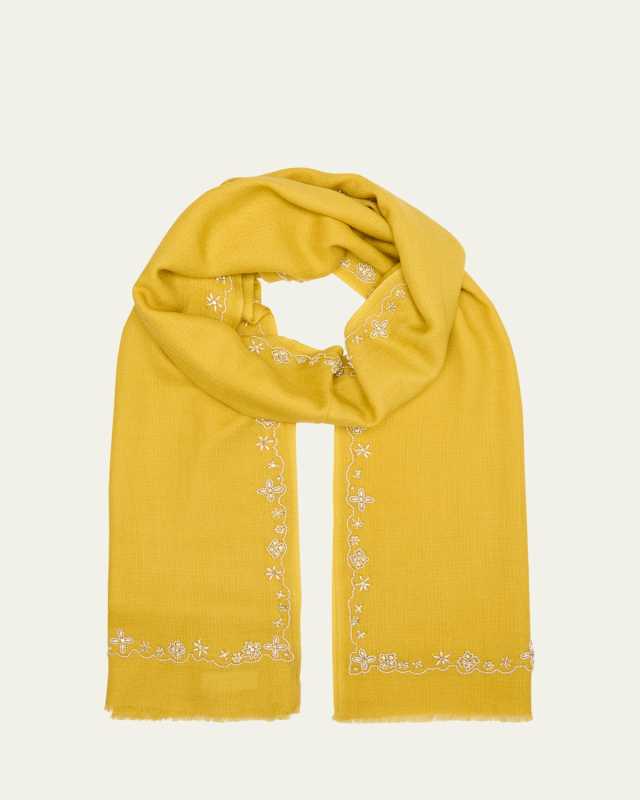 Pearly Flowers Merino Wool Scarf