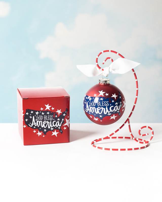 God Bless America Christmas Ornament with Stand, Personalized