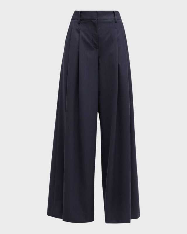 New Didi Pleated Wide-Leg Wool Pants