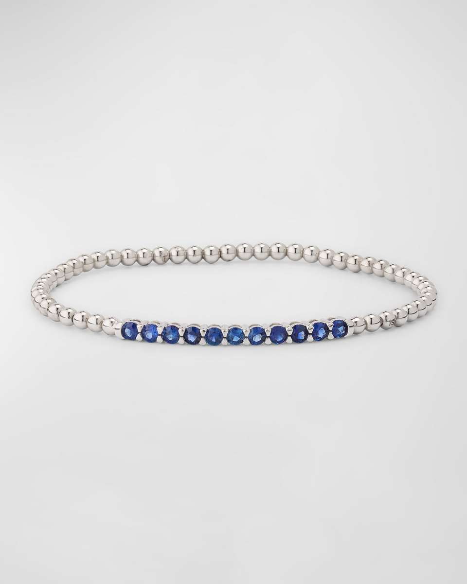 Rainbow 18K White Gold Blue Sapphire Stretch Bracelet