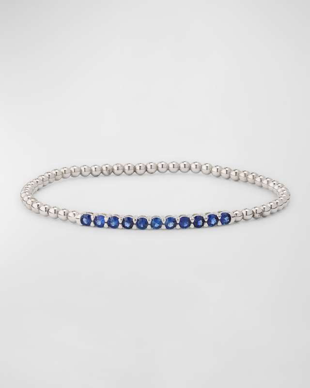 Rainbow 18K White Gold Blue Sapphire Stretch Bracelet