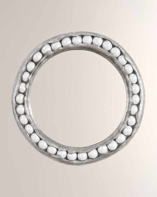 Pearl Round Mirror, Silver Leaf