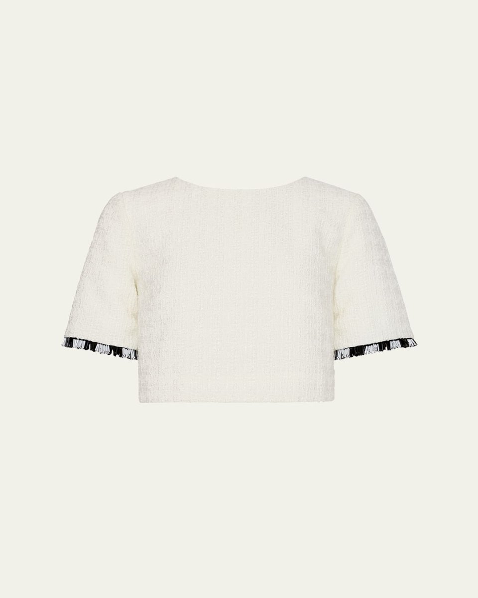 Lee Bead Fringe Tweed Crop Top