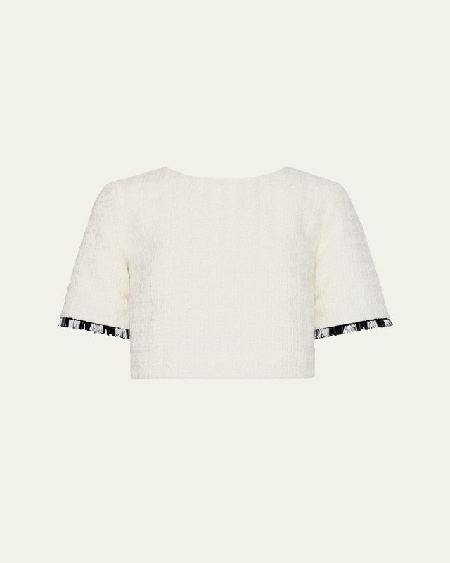Lee Bead Fringe Tweed Crop Top