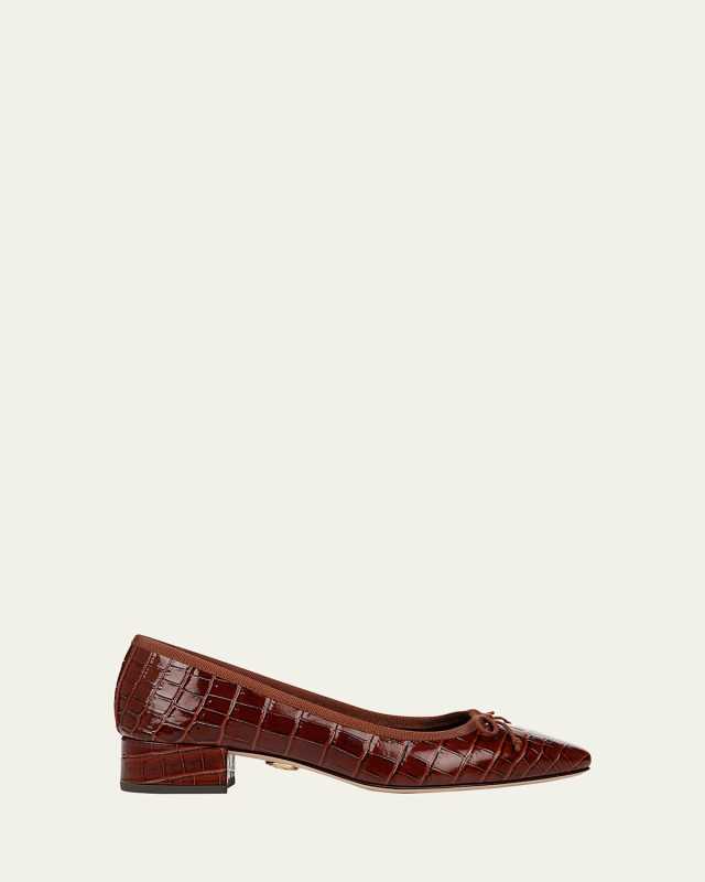 Cecile Croco Bow Low Pumps