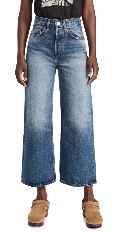 RE/DONE High Rise Wide Leg Crop Jeans Speedway