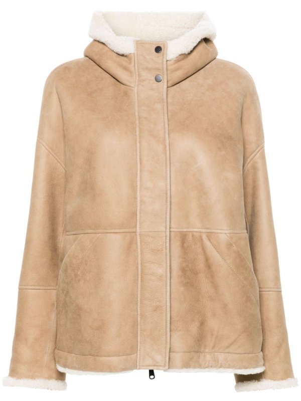 faux-shearling trim suede jacket