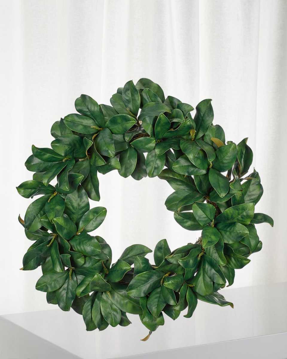 Magnolia Wreath, Green, 34"