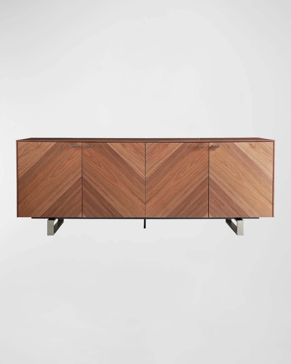 Alvarado Walnut and Brushed Stainless Steel Sideboard