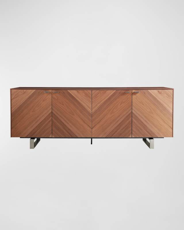 Alvarado Walnut and Brushed Stainless Steel Sideboard