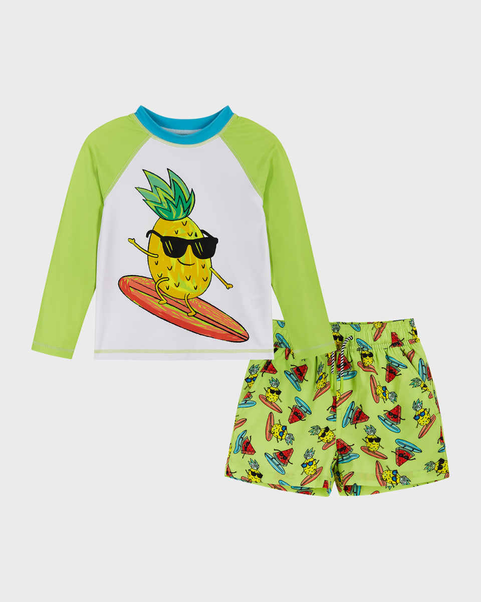 Boy's Graphic Dinosaur Rashguard & Shorts, Size 2T-8
