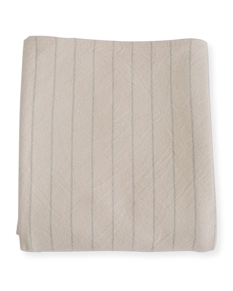 Pinstripe Herringbone Cotton Twin Blanket, Classic Gray
