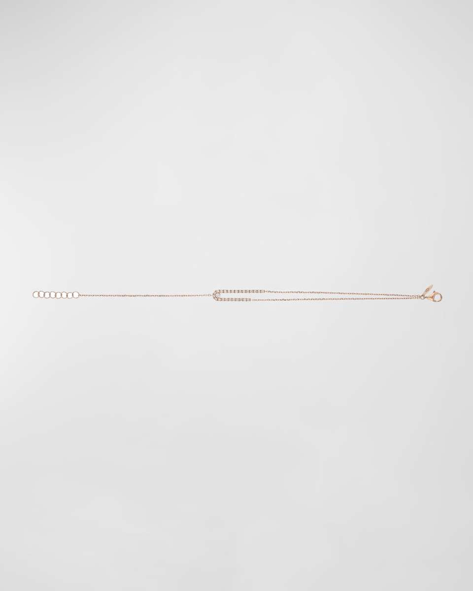 18K Rose Gold Soft Bracelet with Diamonds