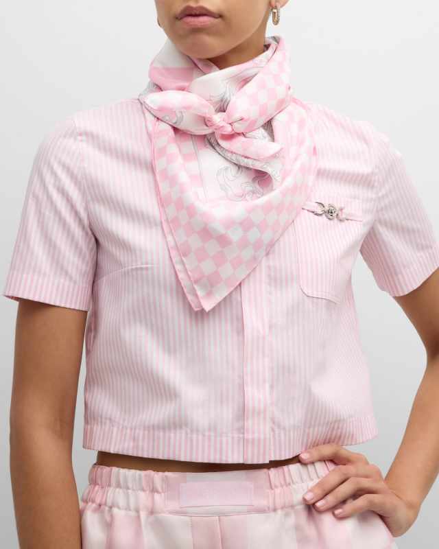 Baroque Checkered Silk Square Scarf
