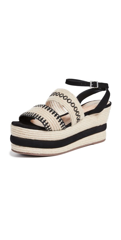 Schutz Denes Platform Espadrilles Black/Natural